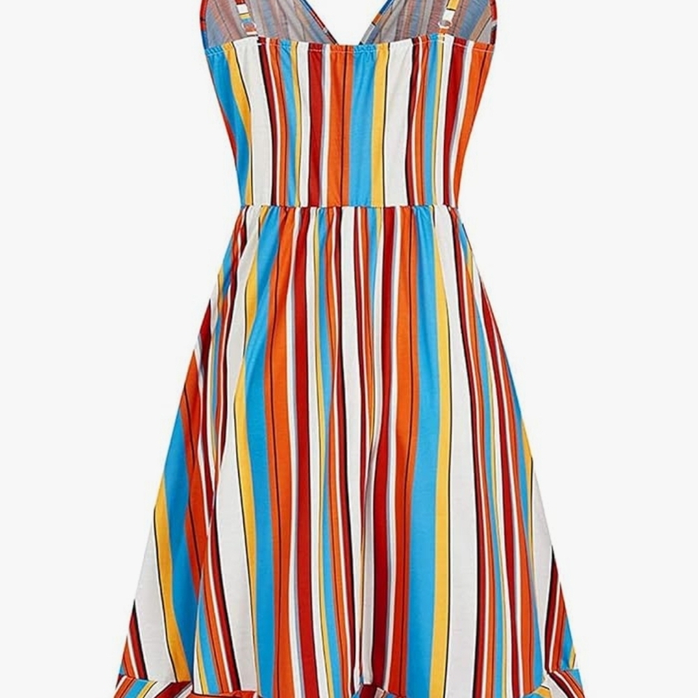 Bold & Breezy: Striped Ruffle Wrap Sundress – Perfect for Summer! - Picture 3 of 7
